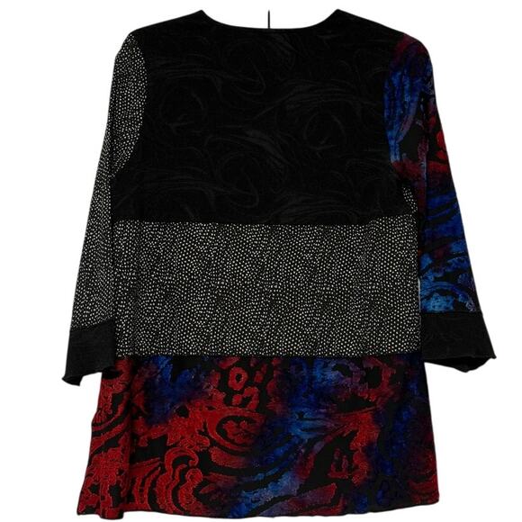 Caleesa Mixed Print & Texture Button Up Tunic, Size S - Picture 2 of 6